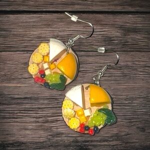 Handmade Miniature Charcuterie Board Earrings,Food Jewelry,Funny Novelty Jewelry